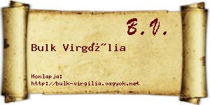 Bulk Virgília névjegykártya
